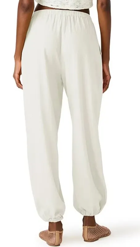 White Linen Blend Relaxed Pants