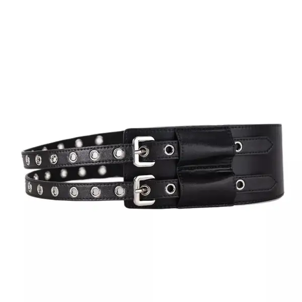 Double Row Grommet Wide Waist Belt