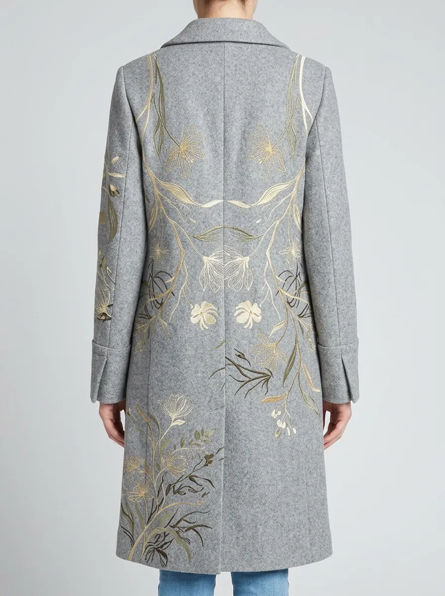 Women's Floral Nature Lover Grey Botanical Printed Coat