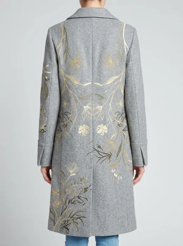 Women's Floral Nature Lover Grey Botanical Printed Coat