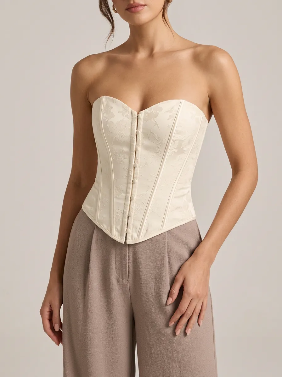 Gothic Floral Jacquard Women's Corset Top