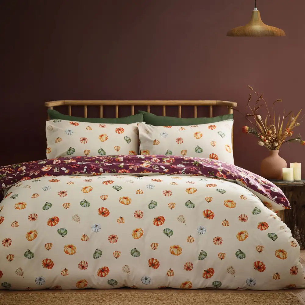Graceful Bedroom Reversible Printed Linen Duvet Cover Set