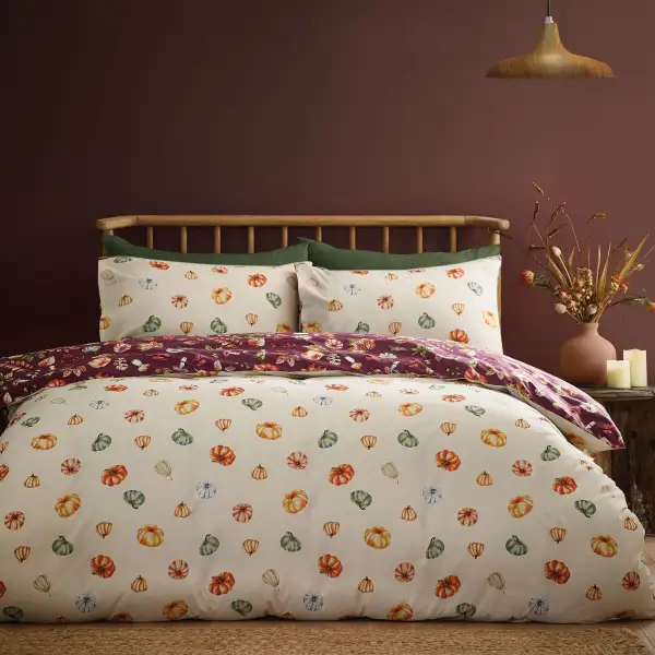 Graceful Bedroom Reversible Printed Linen Duvet Cover Set