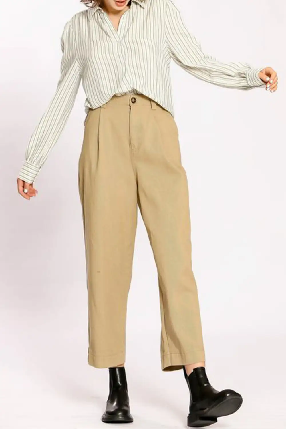 Striped Button Front Collared Button Down Shirt