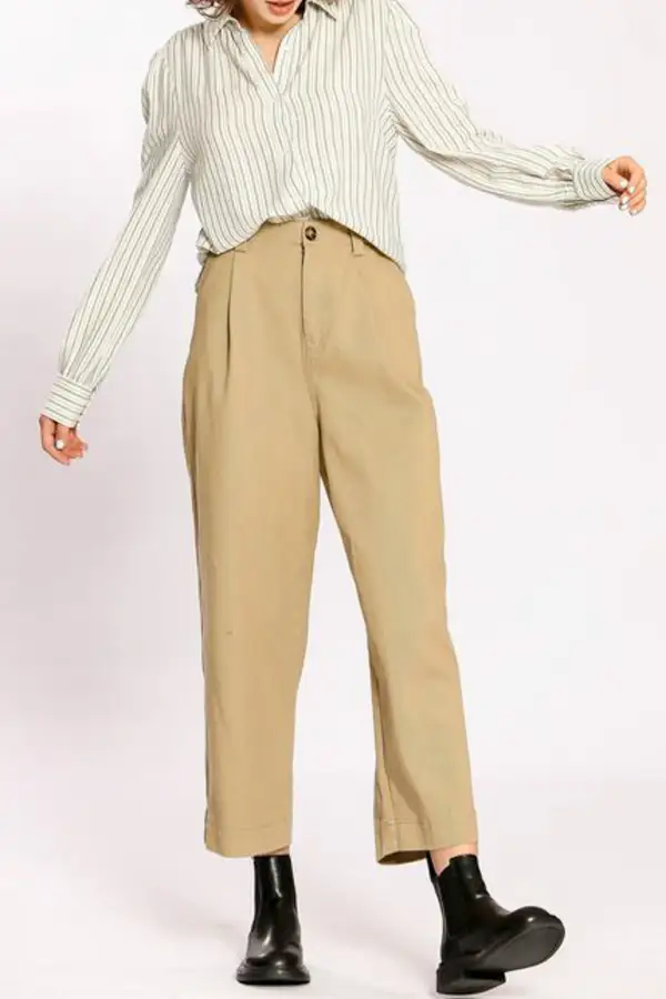 Striped Button Front Collared Button Down Shirt