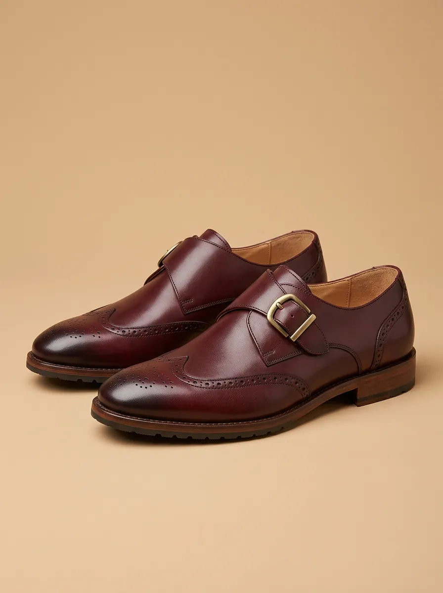 Men's Classic Business Wingtip Buckle Leather Shoes