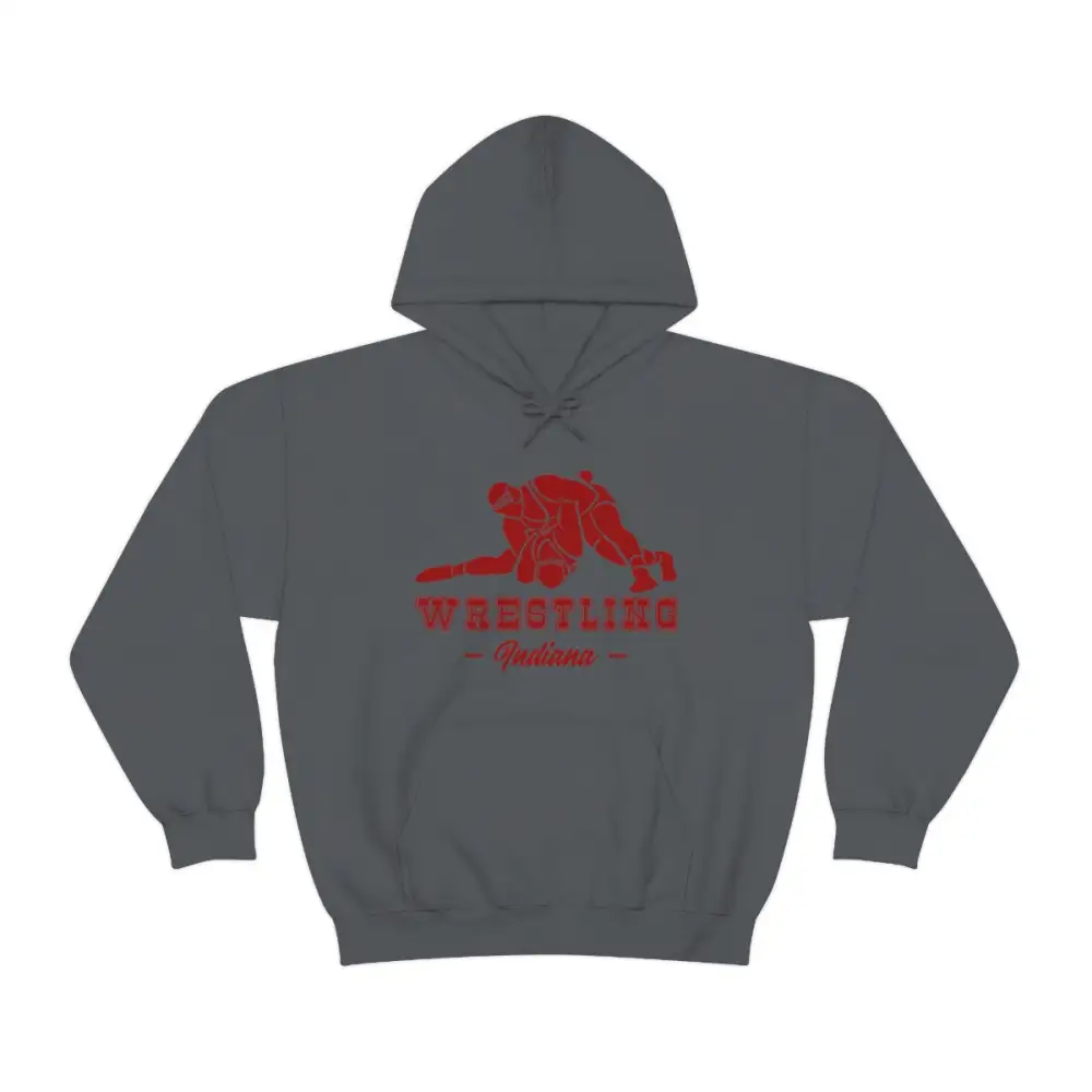 Relaxed Minimal Emblem Wrestling Graphic Pullover Hoodie