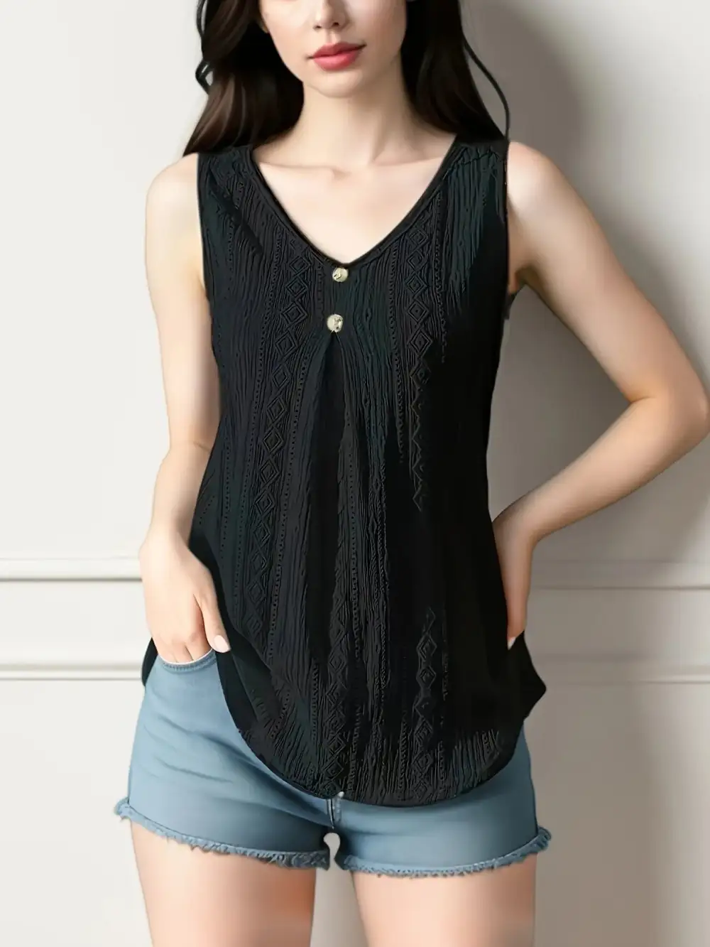 Lace V-Neck Tank Lightweight Design