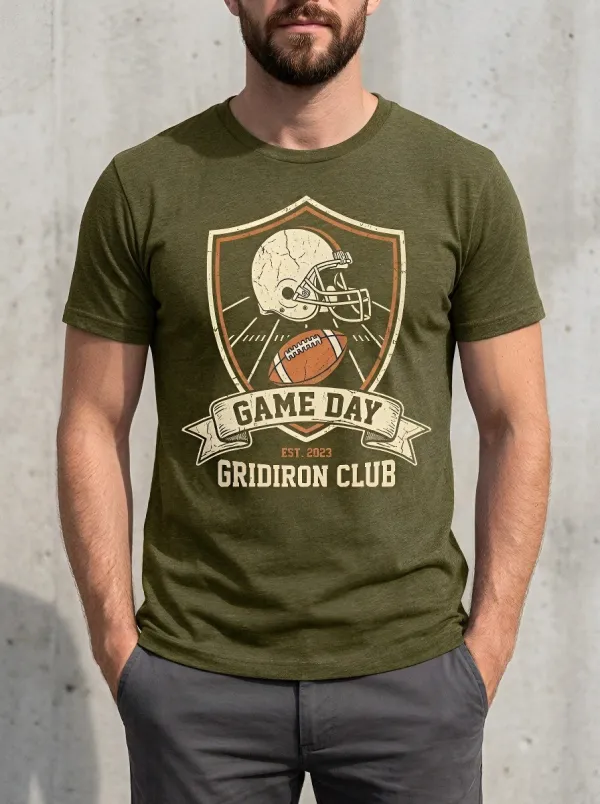Men's Football Lover Game Day Gridiron Club Graphic T-shirt