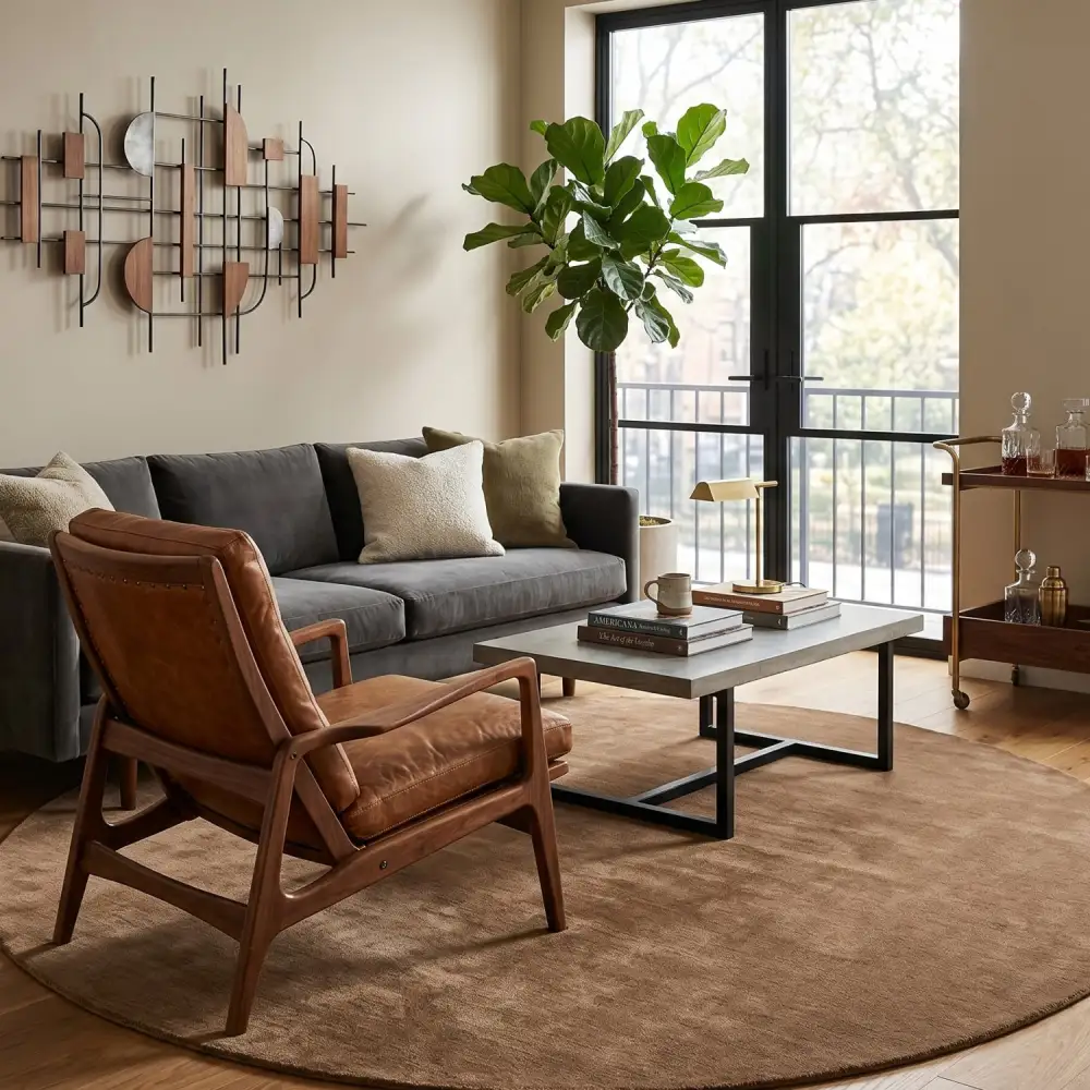 Hand-Loomed Wool Fringe Round Carpet