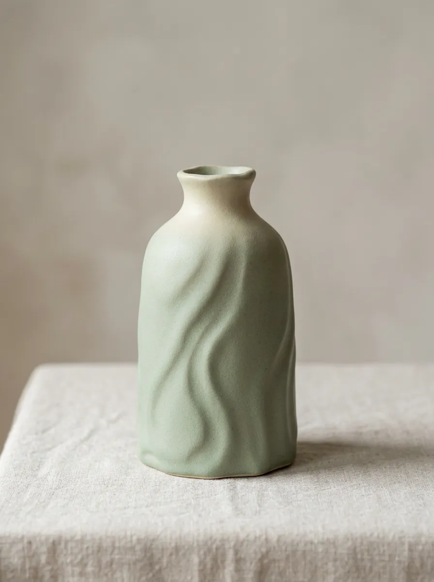 Minimalist Wavy Texture Ceramic Table Vase
