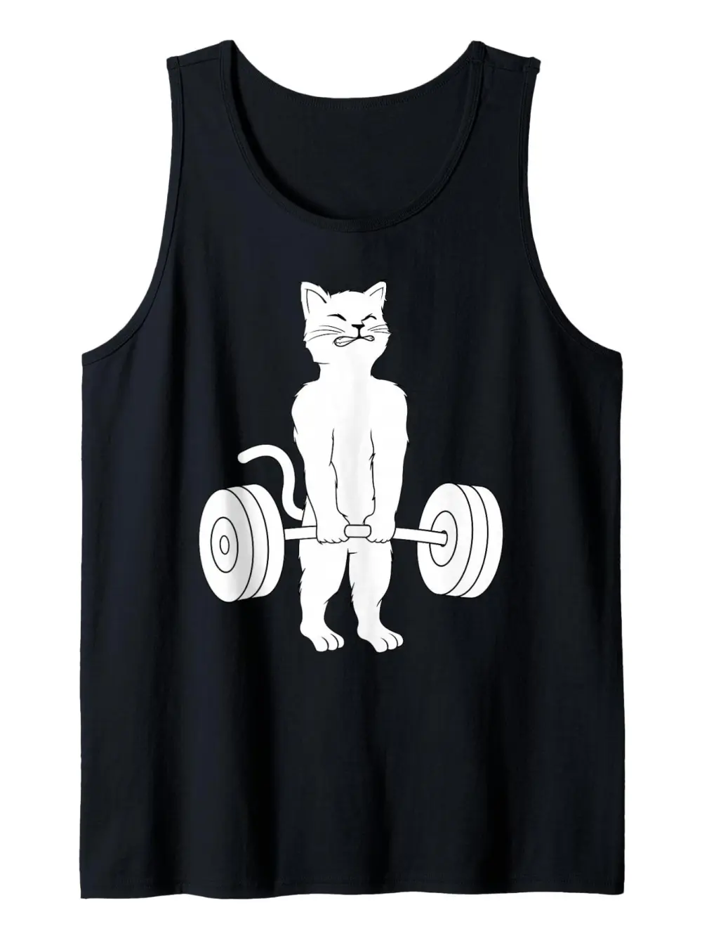 Weightlifting Cat Print Tank Top