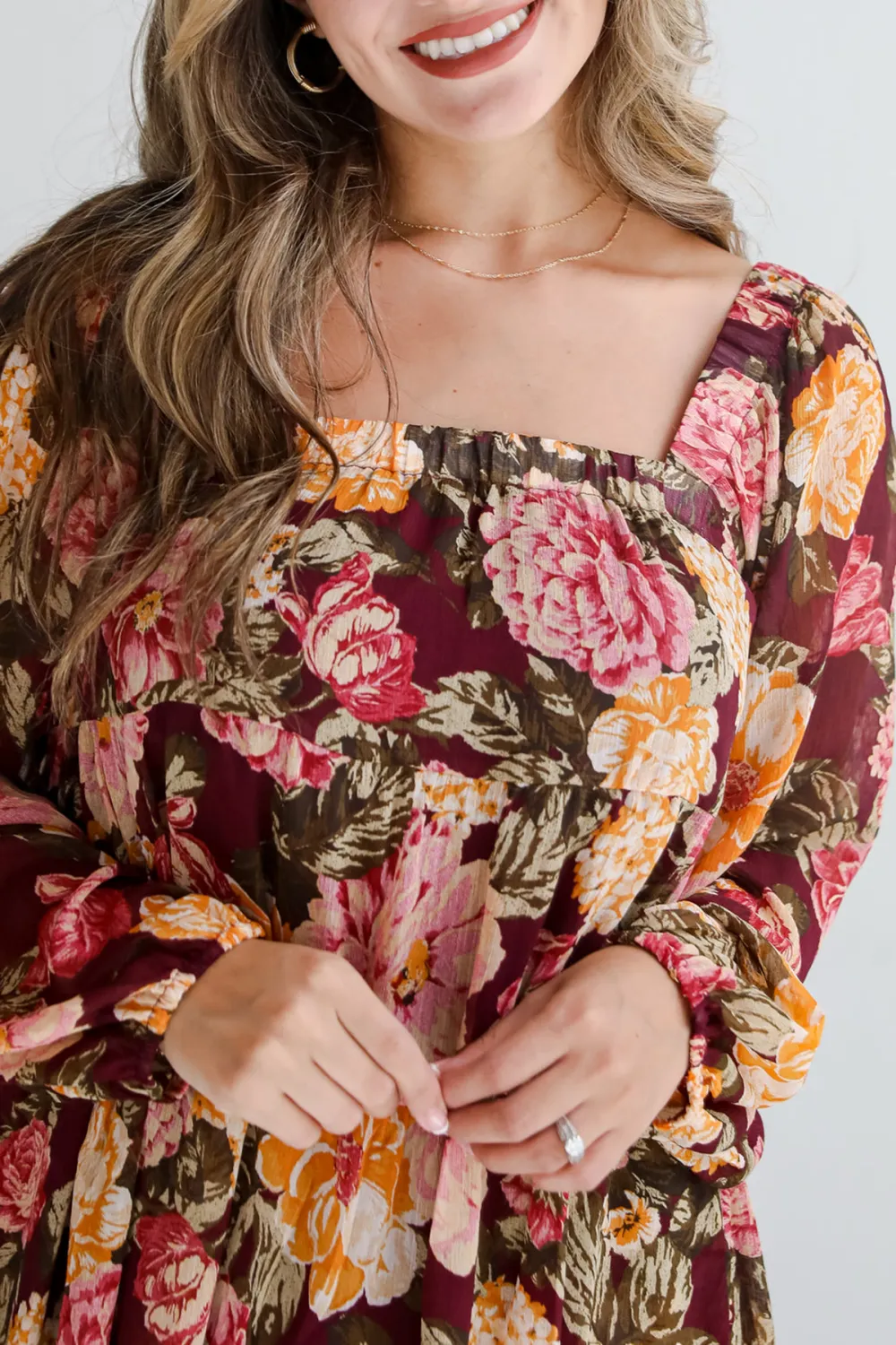 Plum Floral Mini Dress