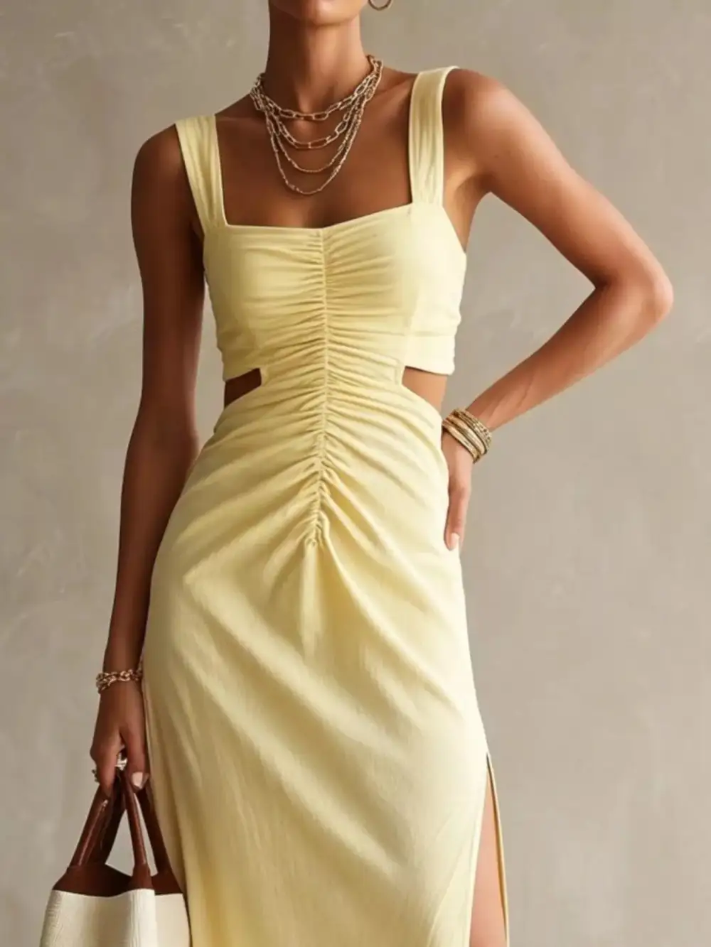 Ruched Cutout Midi Dress