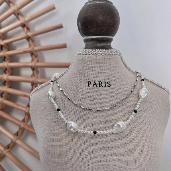 Layered Double Pearl Choker Necklace