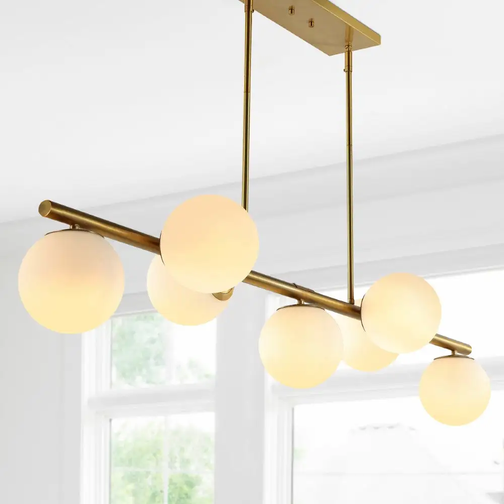 Seven-Light Modern Glam Iron Globe Linear LED Pendant