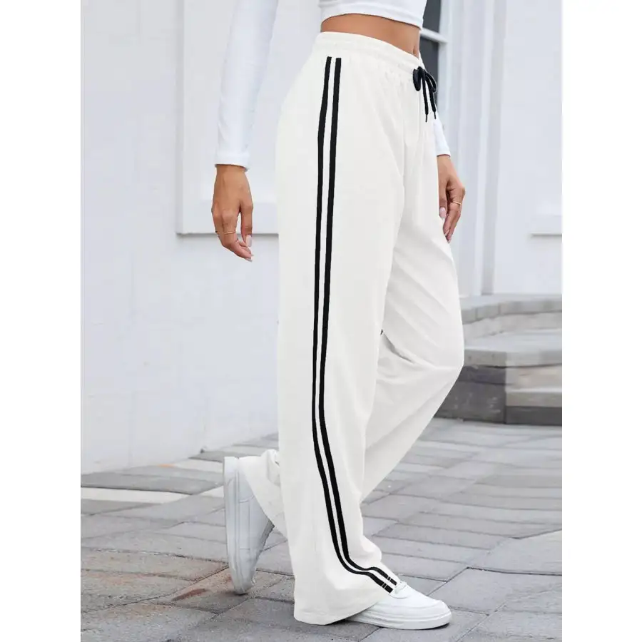 Side Striped Wide Leg Pants