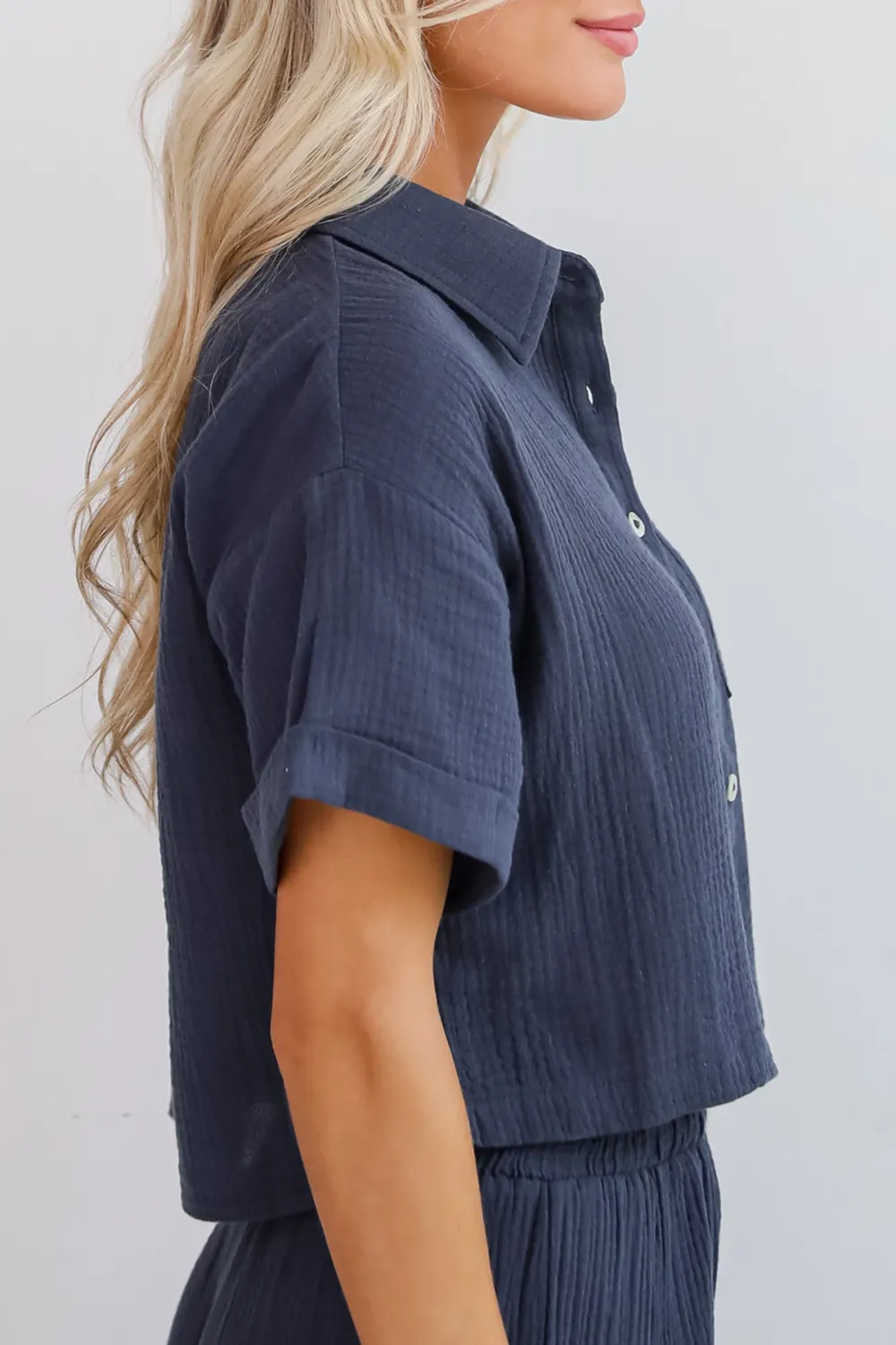 Charcoal Linen Blouse