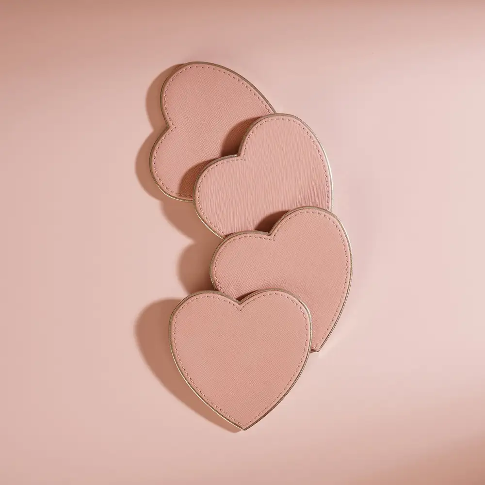 Pink Shaped Leather Coaster Set