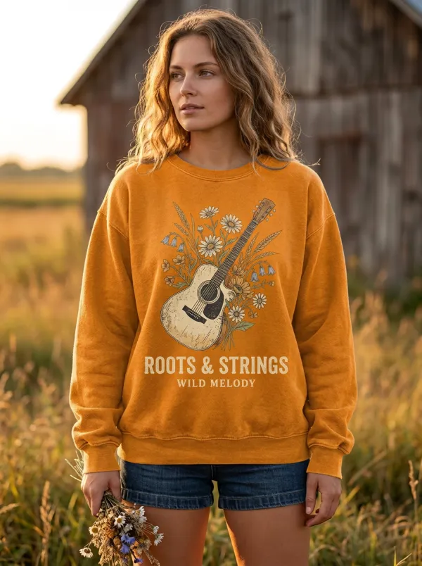 Nashville-Inspired Guitar Country Music Crewneck Sweatshirt