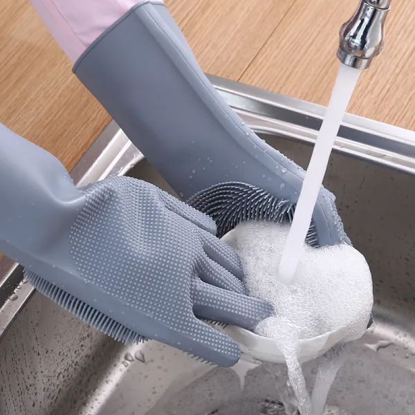 Silicone Dishwashing Gloves Dishwashing and Laundry Insulated Kitchen