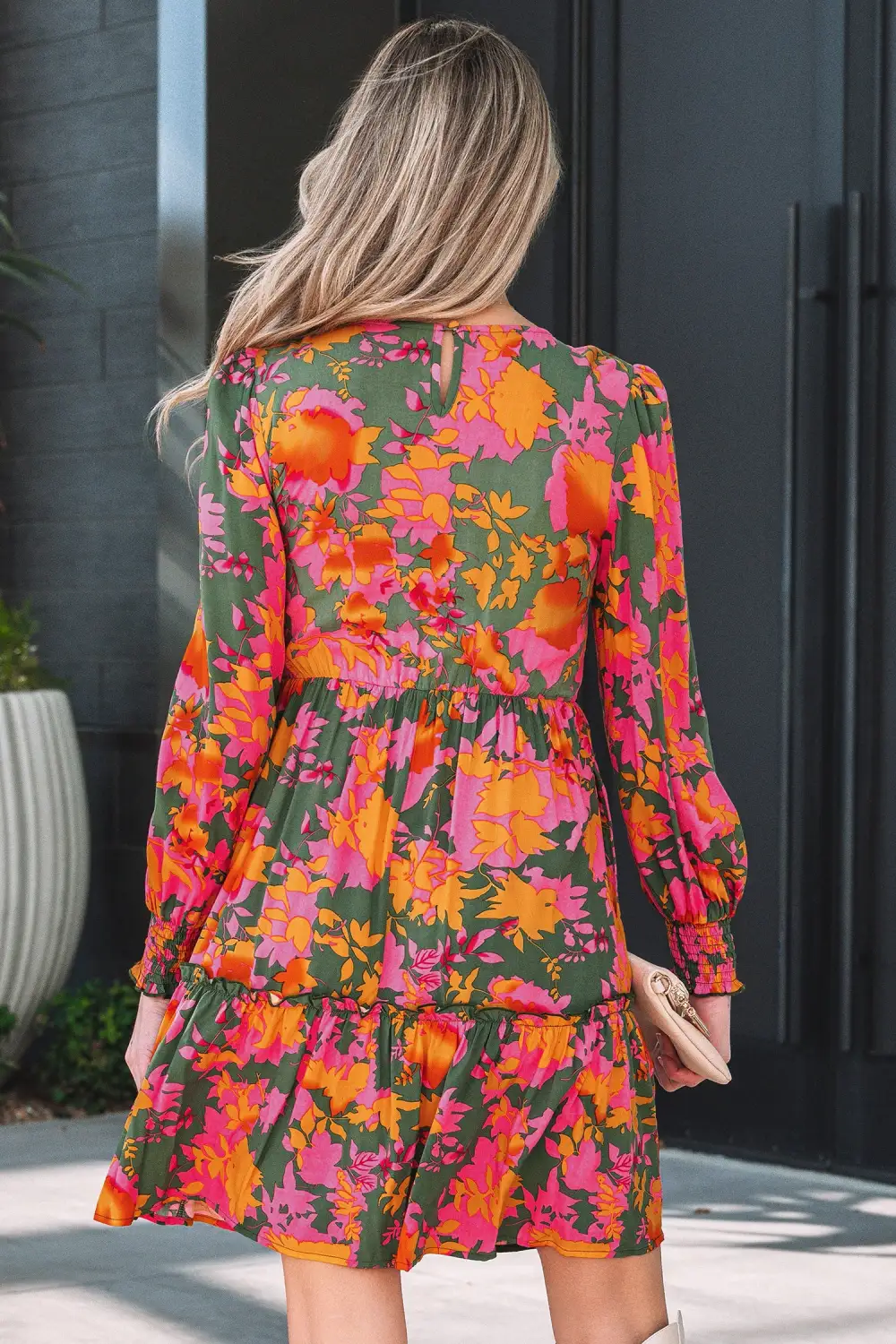 Balanced Detail Floral Printed Ruffle Mini Dress