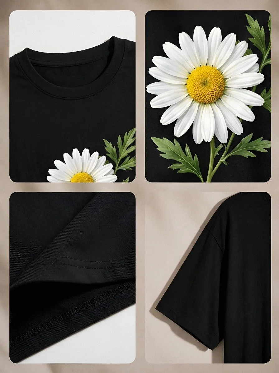 Unisex Floral Lover Daisy Flower Printed T-shirt