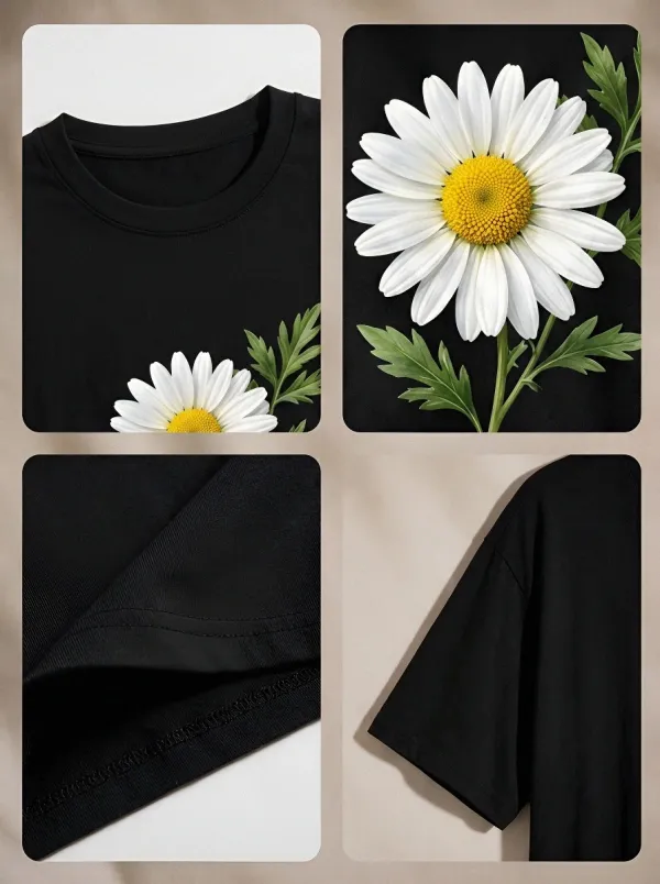 Unisex Floral Lover Daisy Flower Printed T-shirt