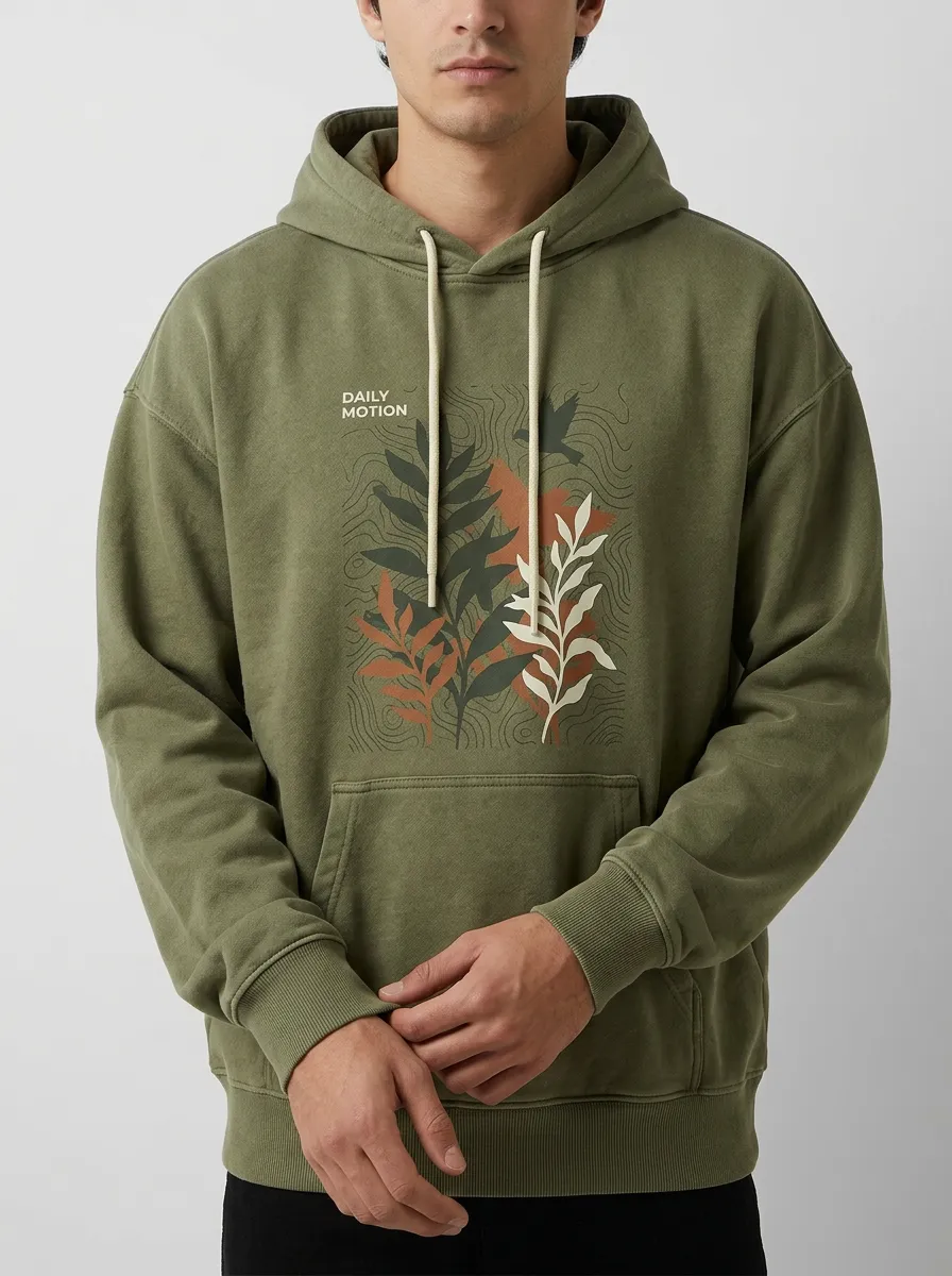Men's Nature Lover Daily Motion Botanical Print Hoodie