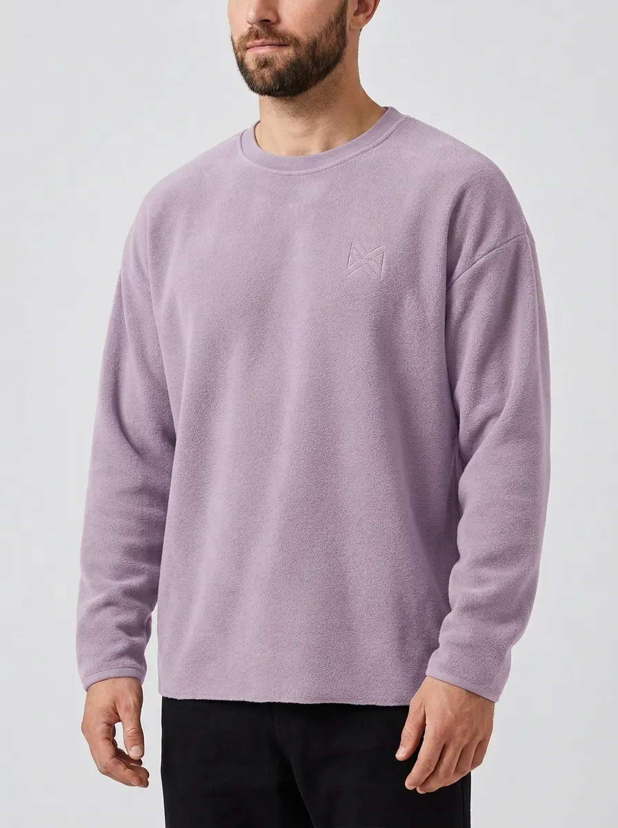 Traditional Minimalist Embroidered Design Men's Fleece Crewneck Sweatshirt