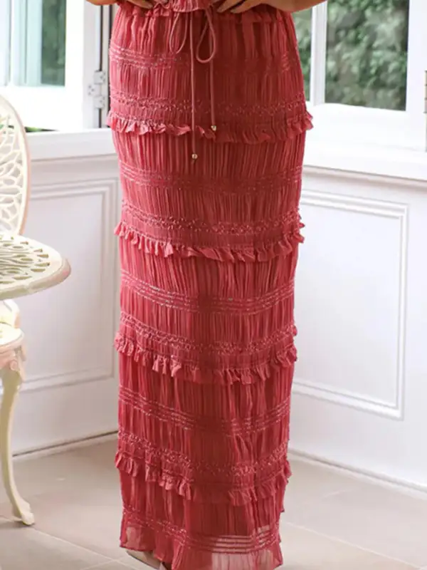 Elegant Sleeveless Top And Maxi Skirt Set