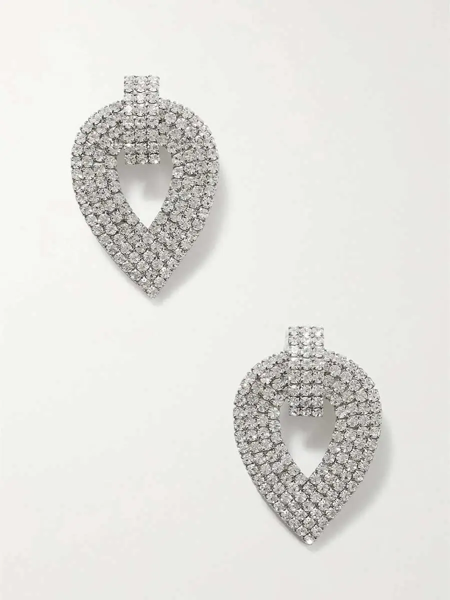 Veda Hollow Crystal Heart Earrings