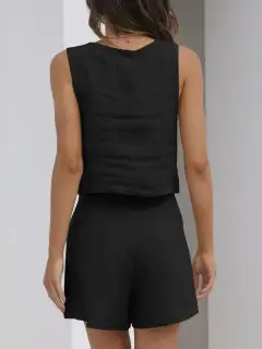 Square-Neck Shorts Matching Set
