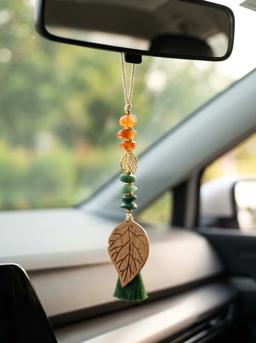 Tassel Leaf Rearview Mirror Hanging Ornament