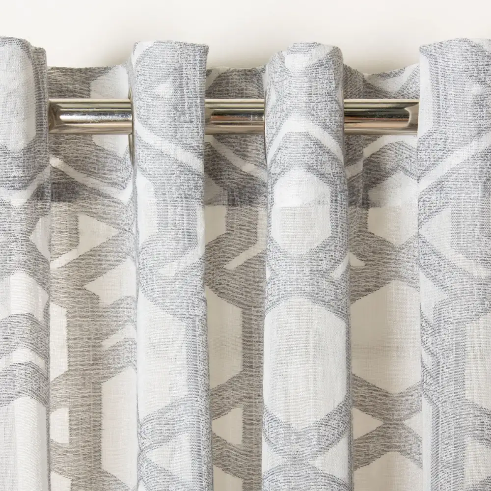 Semi-Sheer Geometric Eyelet Curtain Panel