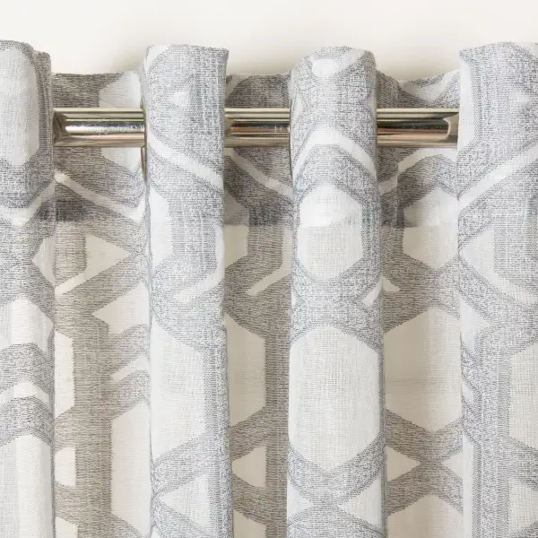 Semi-Sheer Geometric Eyelet Curtain Panel