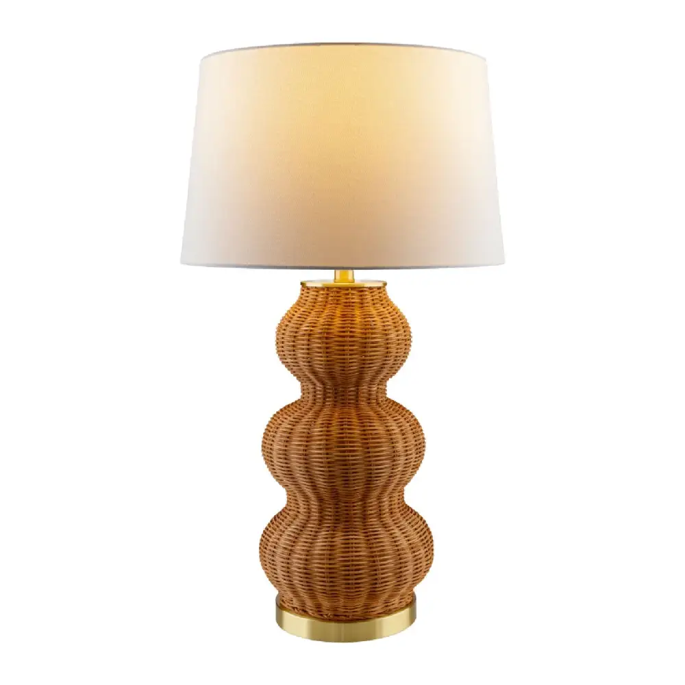 Wavy Rattan Linen Table Lamp