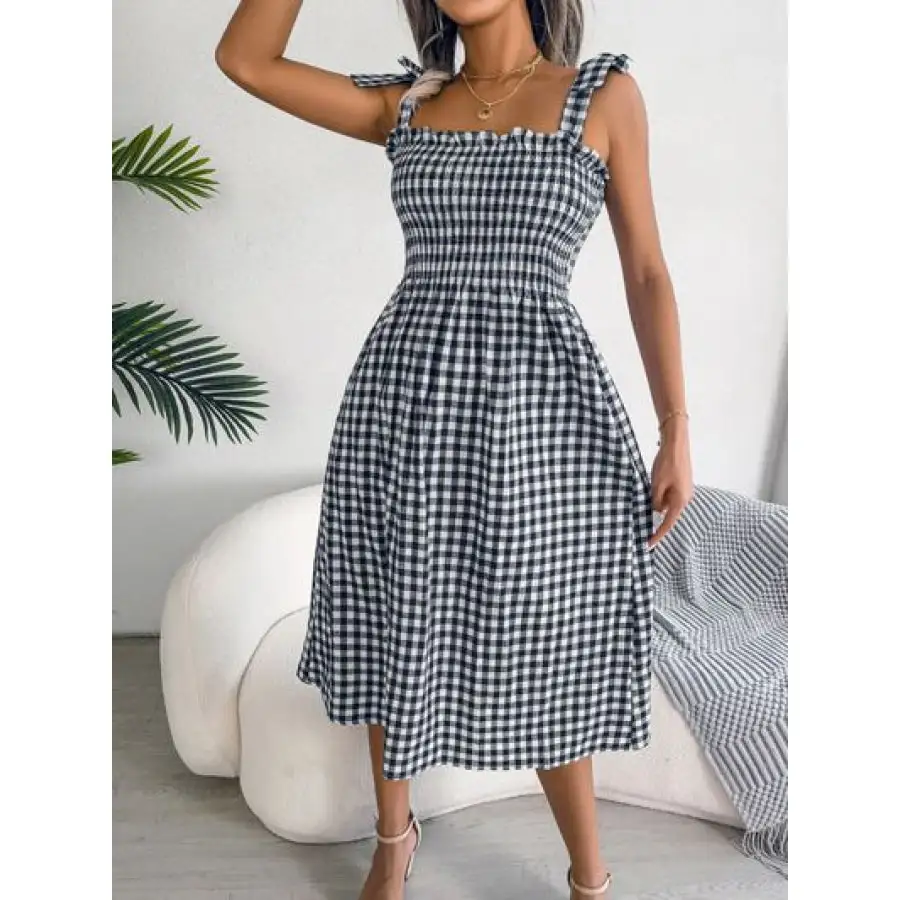 Frill Square Neck Midi Dress