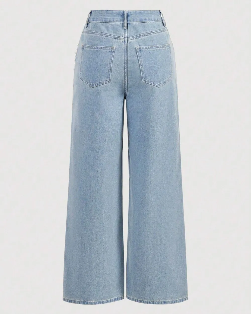 Beaded Relaxed Straight-Leg Jeans