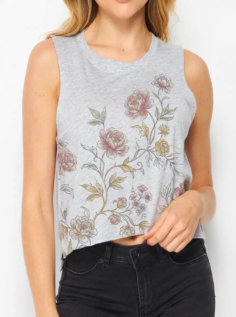 Women's Floral Lover Peony Botanical Printed Tank Top