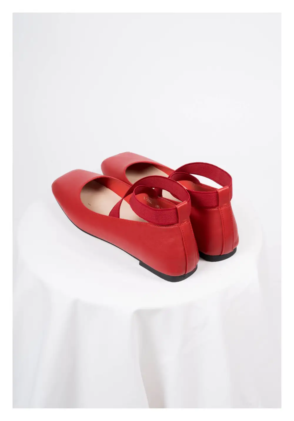 Faux Leather Square Toe Ballet Flats