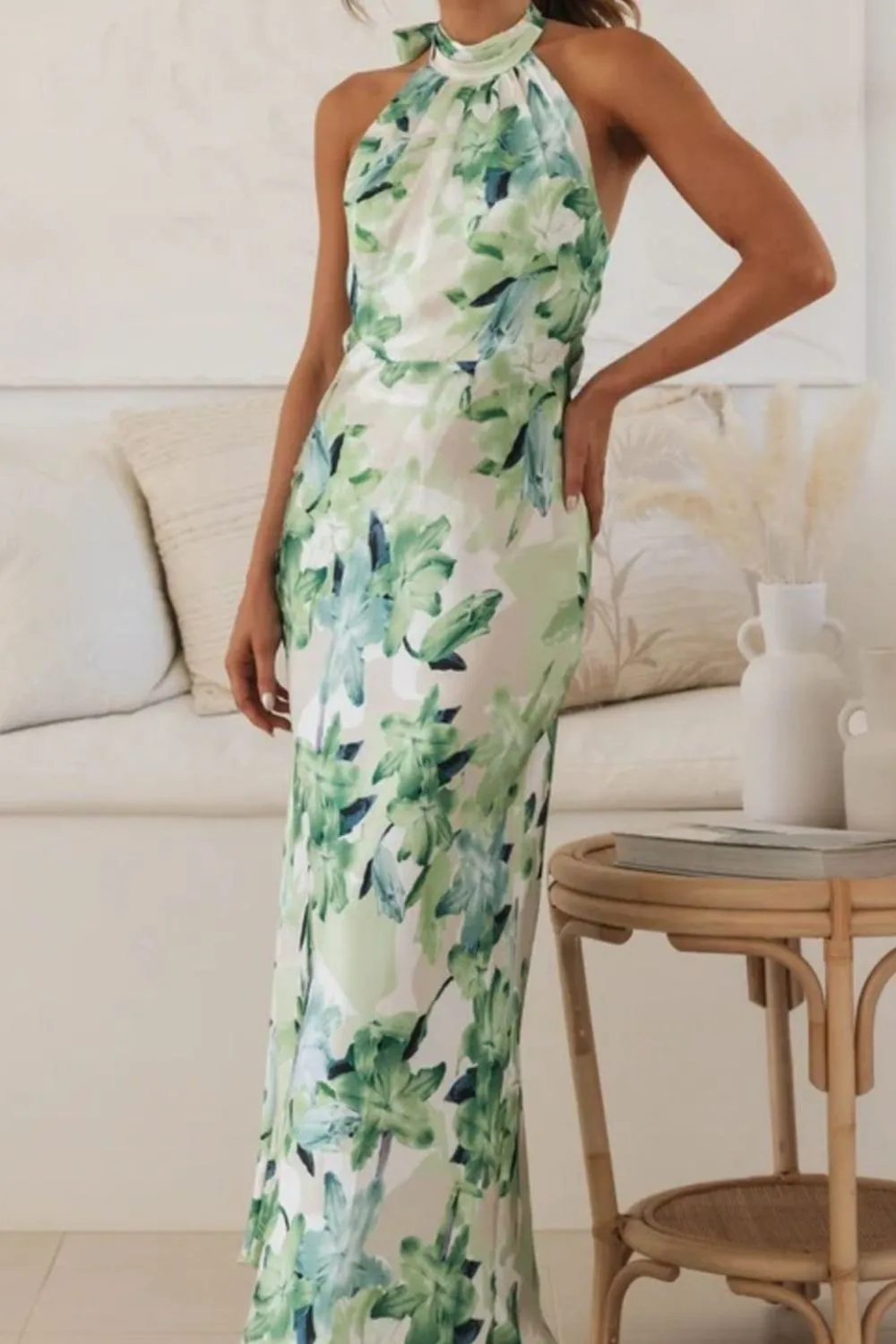 Classic Halter Floral Maxi Dress
