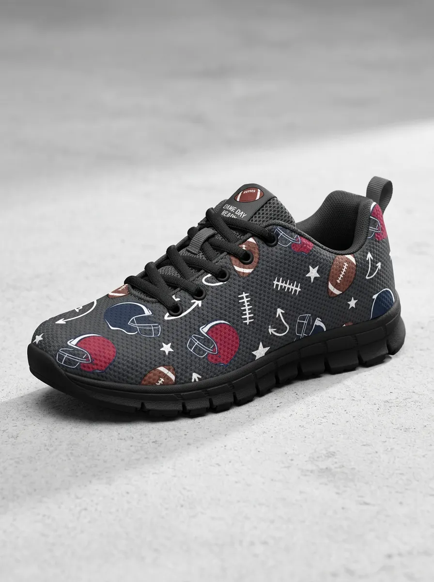 Unisex American Football Fan Helmet Ball Star Printed Sneakers