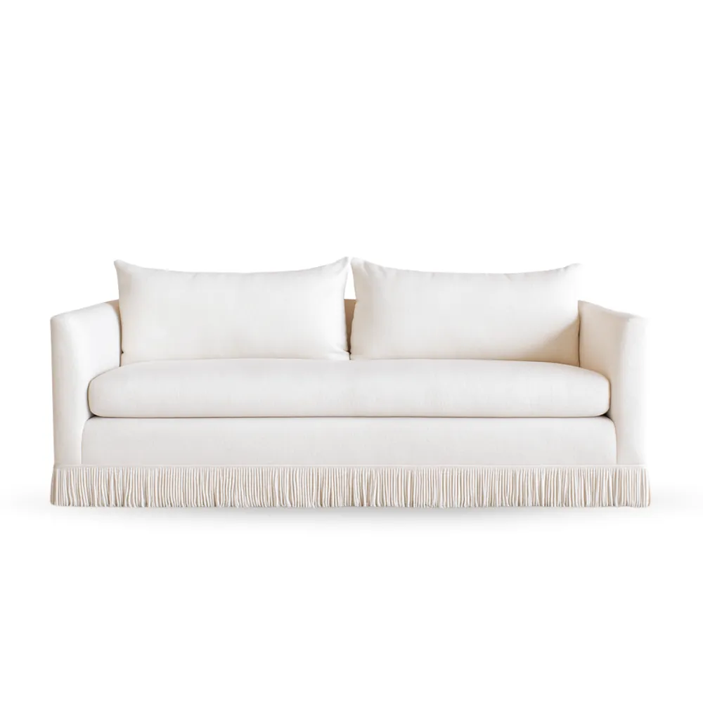 Tassel-Detail Upholstered Sofa