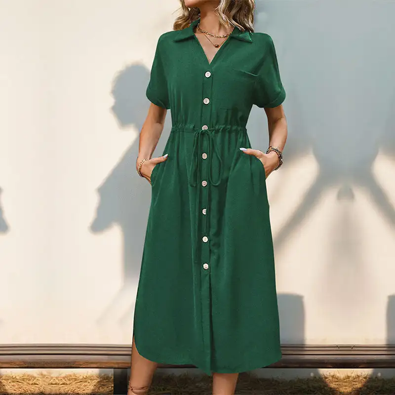Women's Shirt Long-Sleeve Slit Dress