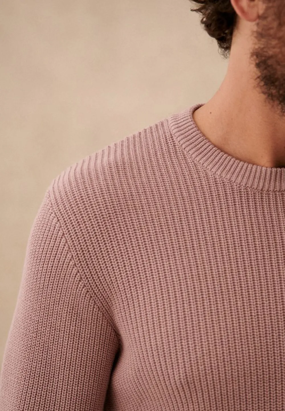 Vintage Pink Ribbed Knit Crew Neck Sweater