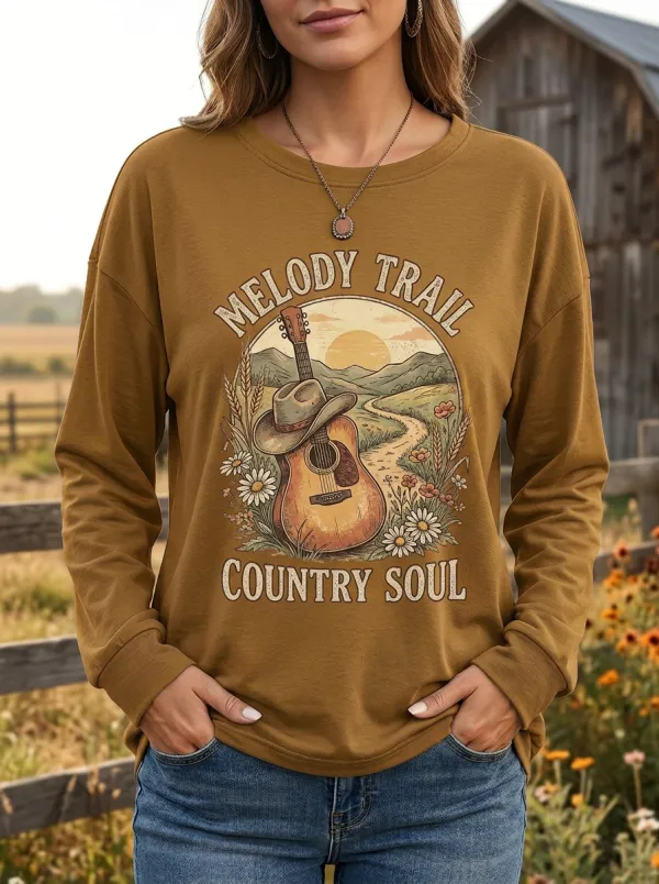 Western-Inspired Heritage-Look Women's Country Music Long-Sleeve Shirt