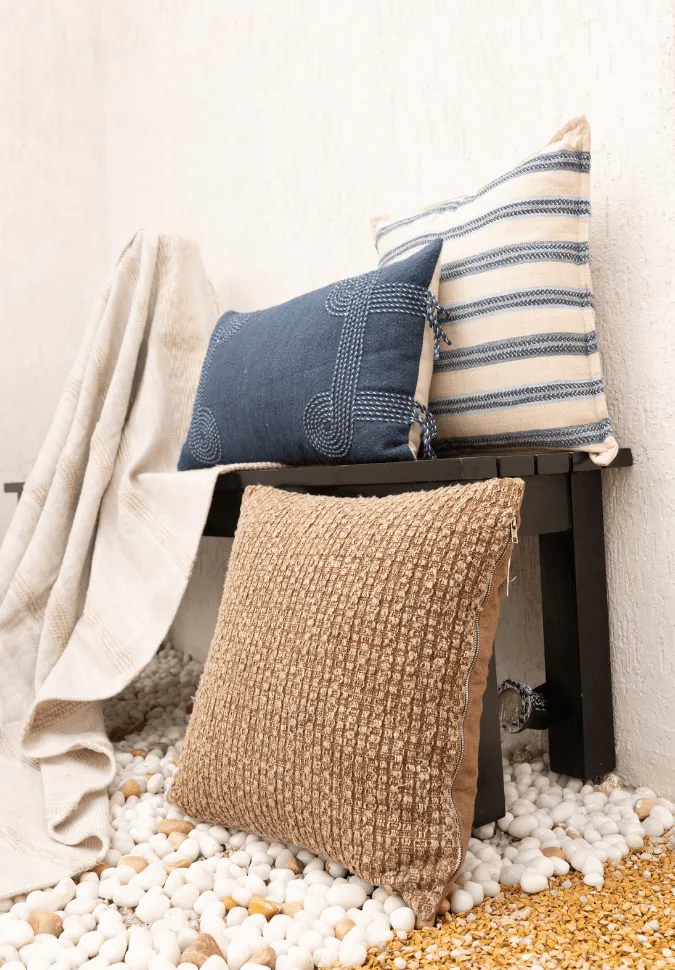 Woven Textured Traditional Decorative Cushion Cover