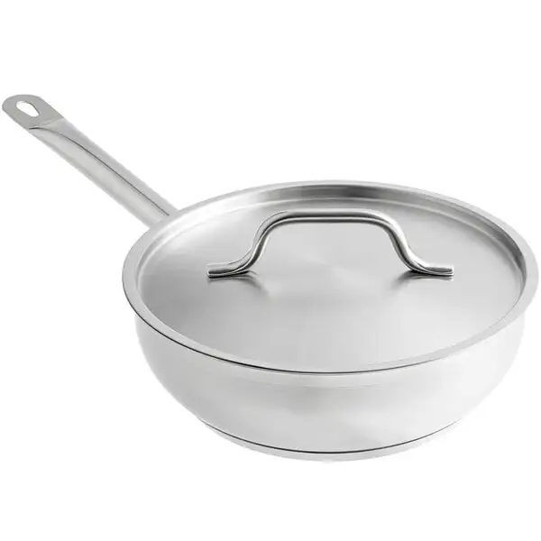 Space-Saving Stainless Steel Saucier Pan with Aluminum Clad Bottom and Cover