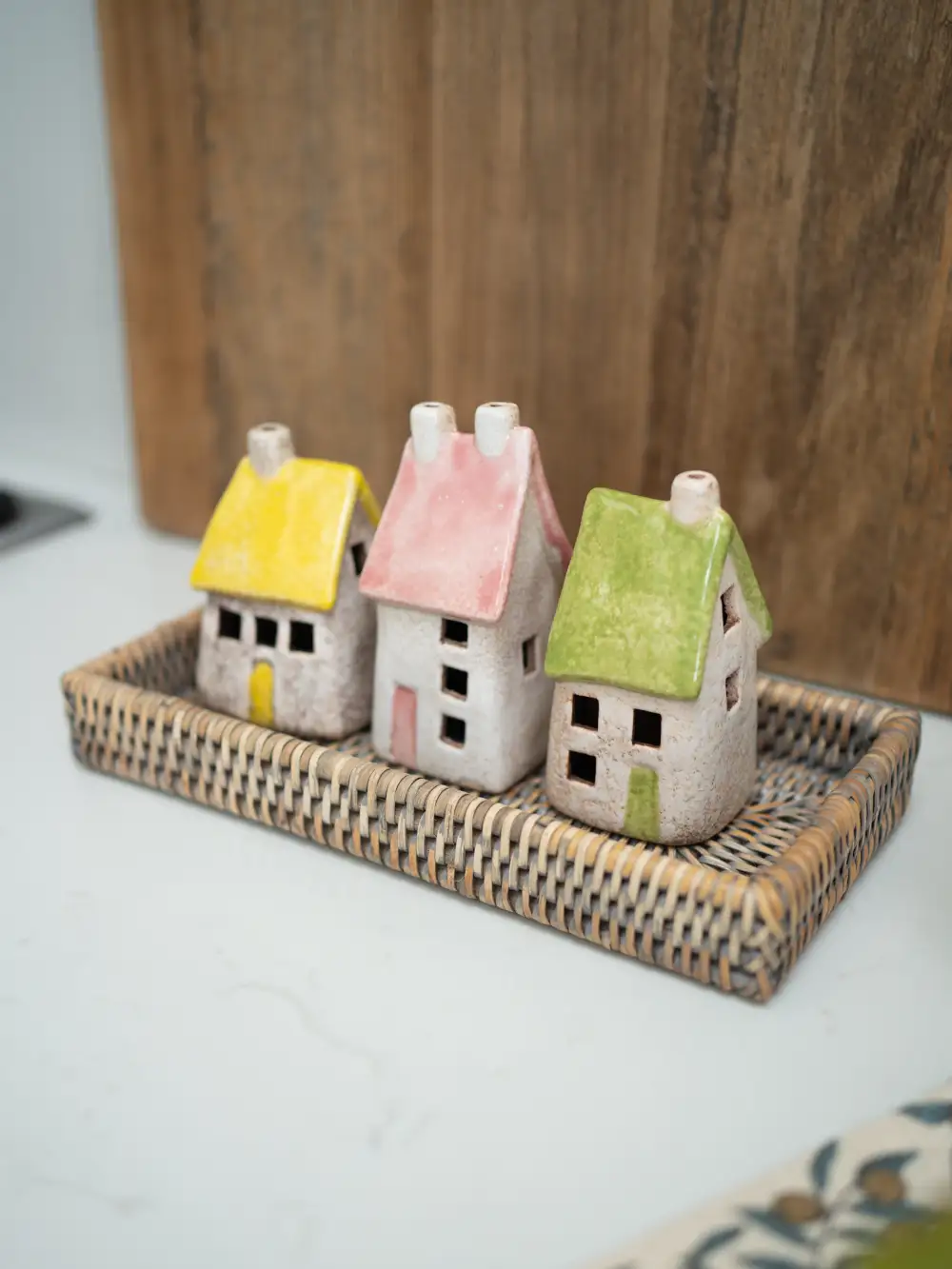 Stoneware Pastel Houses Decorative Ornament